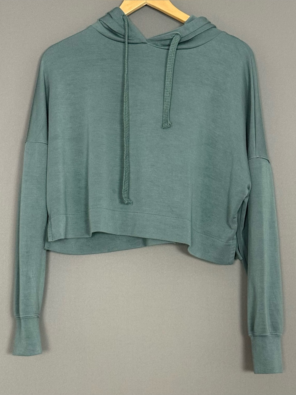 Revival Women’s Cropped Modal Hoodie Teal Green Size Small Athleisure